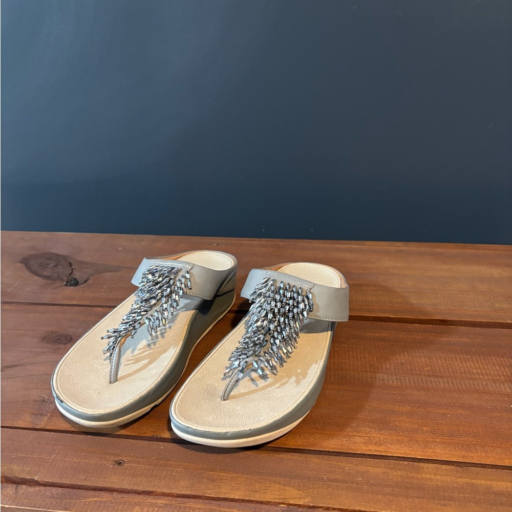Stylish Gray Beaded Women's Sandals